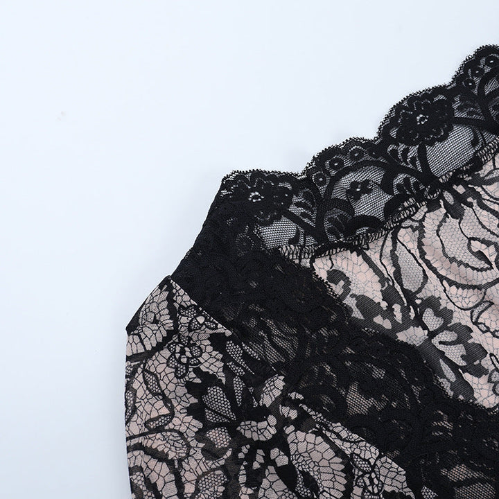 Lace hem long sleeve v neck button top  | Festival Outfits Women