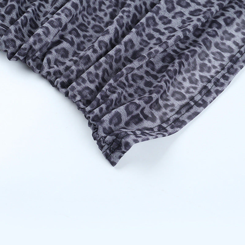 Leopard print long sleeve ruched u neck top  | Festival Outfits Women  | Cheetah Print Top