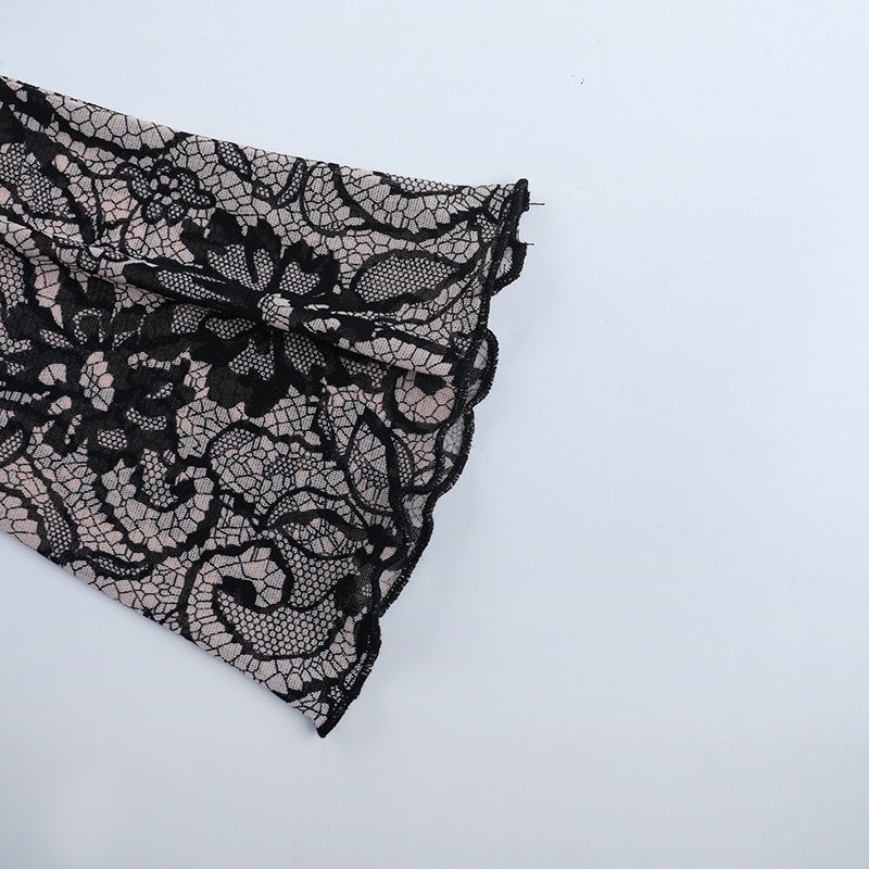 Lace hem long sleeve v neck button top  | Festival Outfits Women