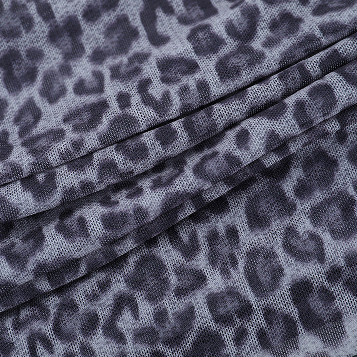 Leopard print long sleeve ruched u neck top  | Festival Outfits Women  | Cheetah Print Top