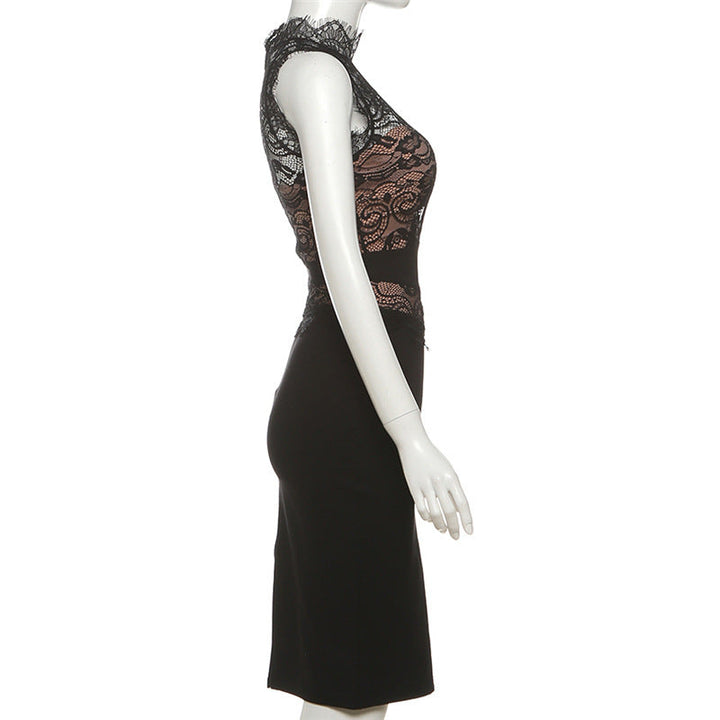 Sleeveless lace zip-up midi dress  | Festival Outfits Women
