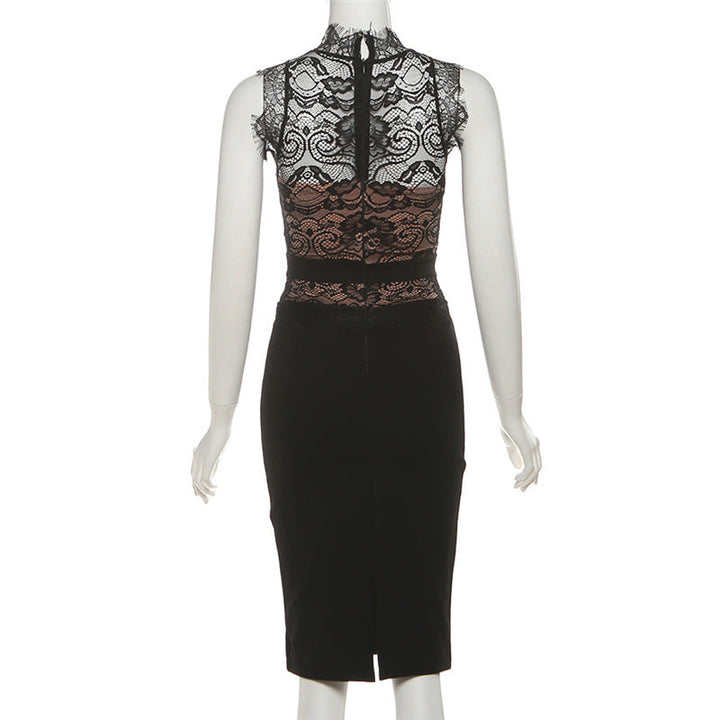 Sleeveless lace zip-up midi dress  | Festival Outfits Women