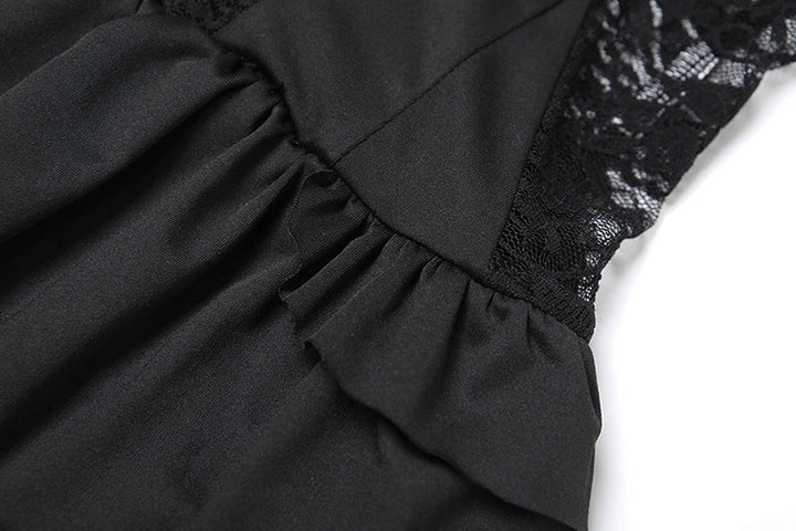 Sweetheart neck button ruffle lace mini dress  | Festival Outfits Women