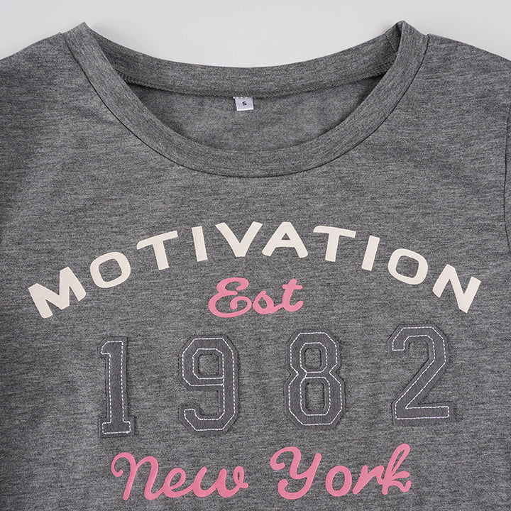 Long sleeve crewneck letter print top  | Festival Outfits Women