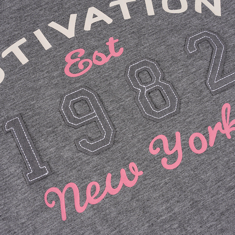 Long sleeve crewneck letter print top  | Festival Outfits Women