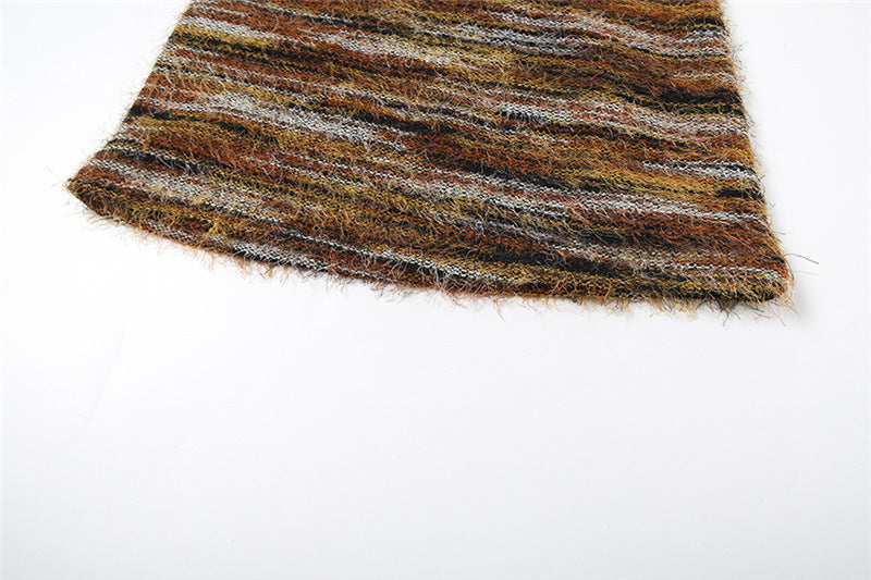 Fluffy contrast striped mini skirt  | Festival Outfits Women