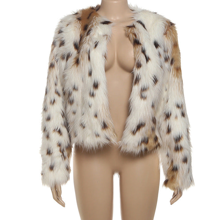 Leopard print long sleeve fluffy contrast top  | Festival Outfits Women  | Cheetah Print Top