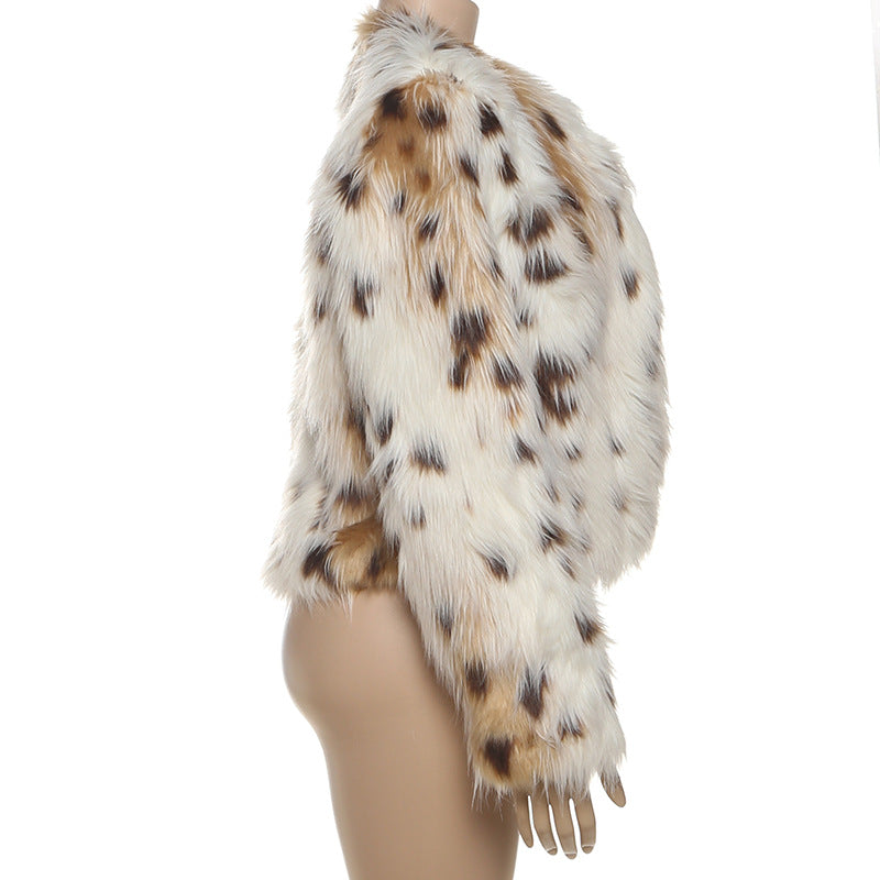Leopard print long sleeve fluffy contrast top  | Festival Outfits Women  | Cheetah Print Top