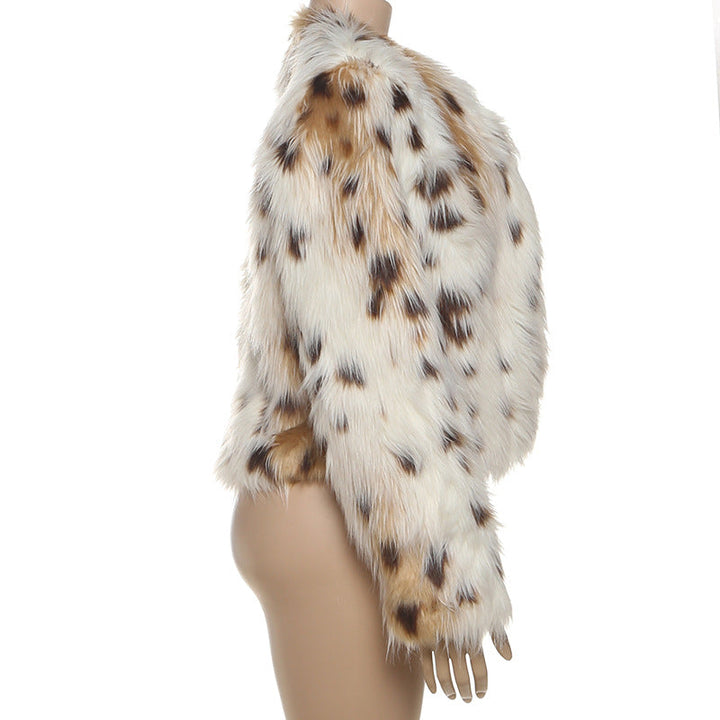 Leopard print long sleeve fluffy contrast top  | Festival Outfits Women  | Cheetah Print Top