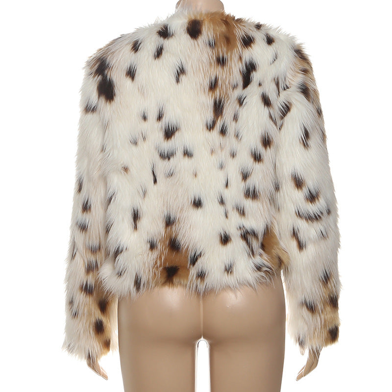 Leopard print long sleeve fluffy contrast top  | Festival Outfits Women  | Cheetah Print Top