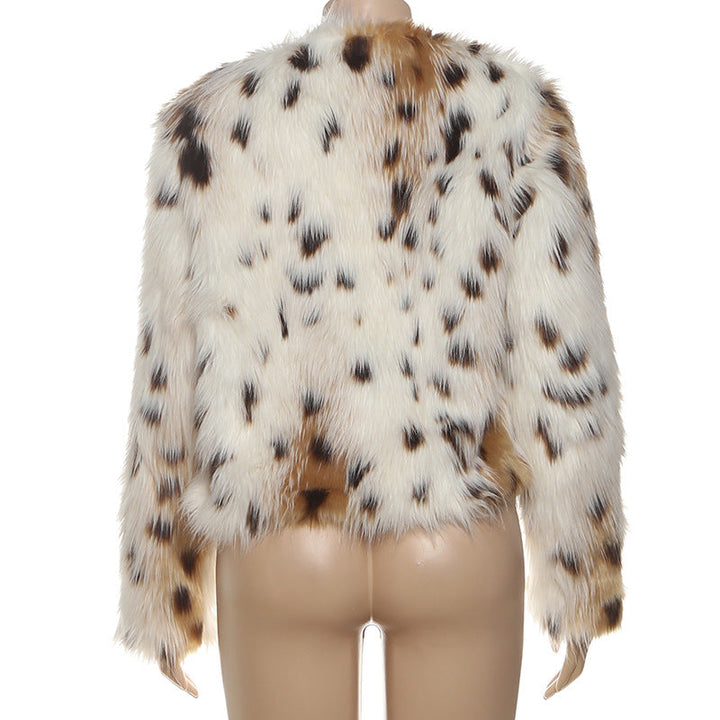 Leopard print long sleeve fluffy contrast top  | Festival Outfits Women  | Cheetah Print Top