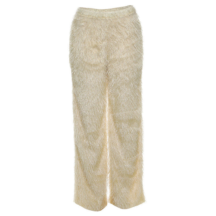 Fluffy solid medium rise straight leg pant  | Festival Outfits Women