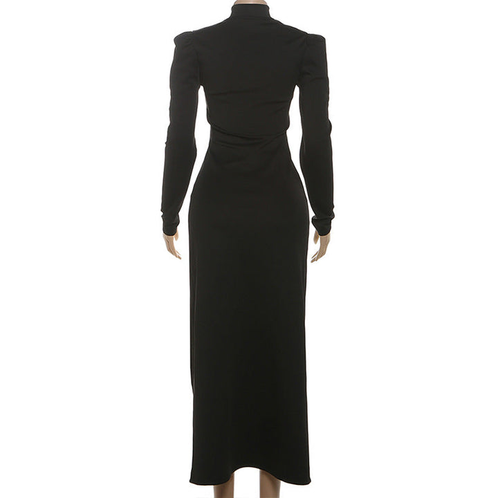High slit flower applique long sleeve maxi dress  | Festival Outfits Women