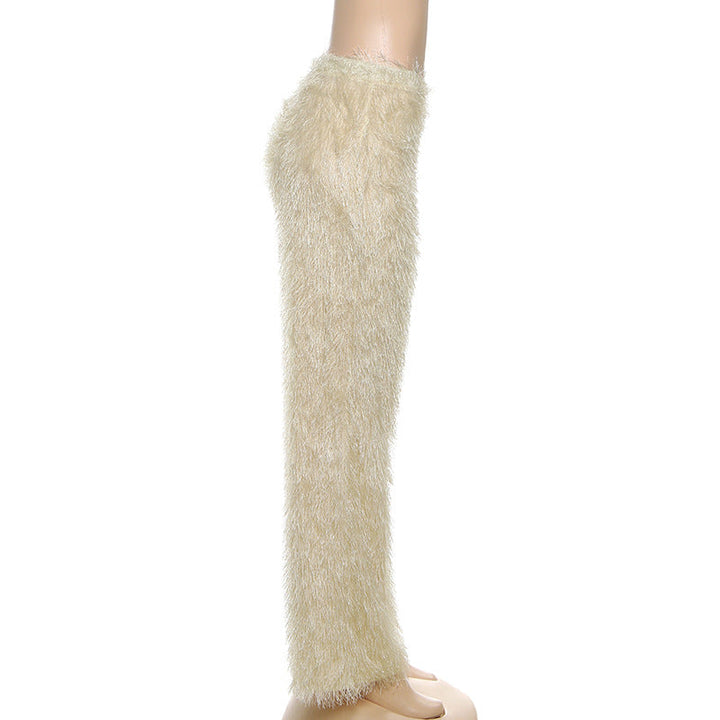 Fluffy solid medium rise straight leg pant  | Festival Outfits Women