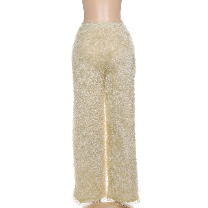 Fluffy solid medium rise straight leg pant  | Festival Outfits Women