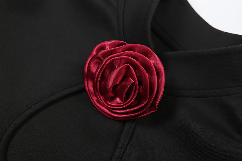 High slit flower applique long sleeve maxi dress  | Festival Outfits Women