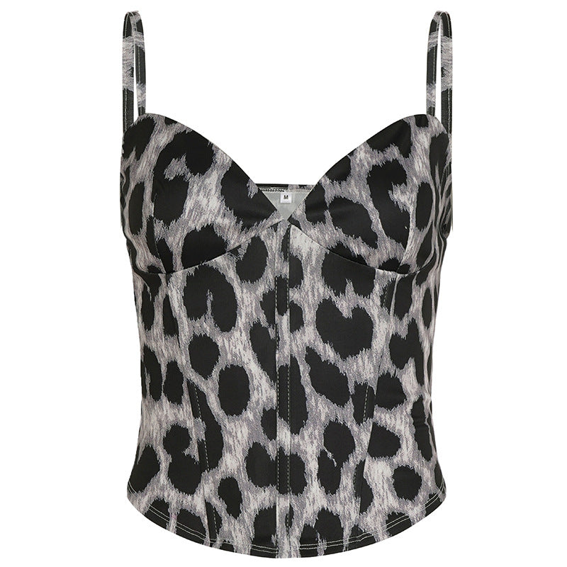 Leopard print v neck backless cami top  | Festival Outfits Women  | Cheetah Print Top-final-sale