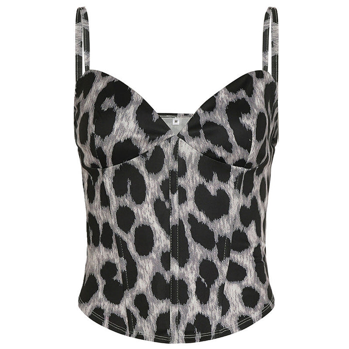 Leopard print v neck backless cami top  | Festival Outfits Women  | Cheetah Print Top-final-sale