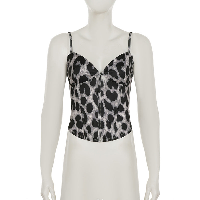 Leopard print v neck backless cami top  | Festival Outfits Women  | Cheetah Print Top-final-sale