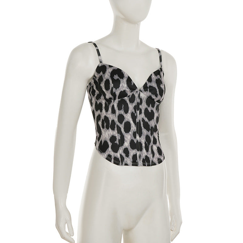 Leopard print v neck backless cami top  | Festival Outfits Women  | Cheetah Print Top-final-sale