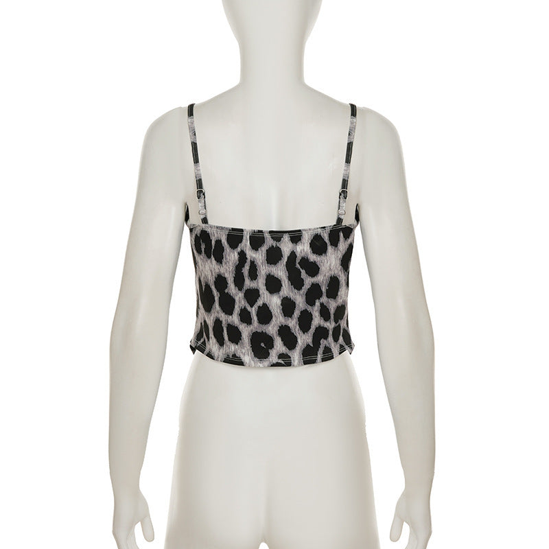 Leopard print v neck backless cami top  | Festival Outfits Women  | Cheetah Print Top-final-sale