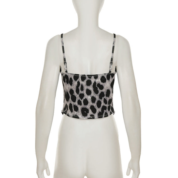 Leopard print v neck backless cami top  | Festival Outfits Women  | Cheetah Print Top-final-sale