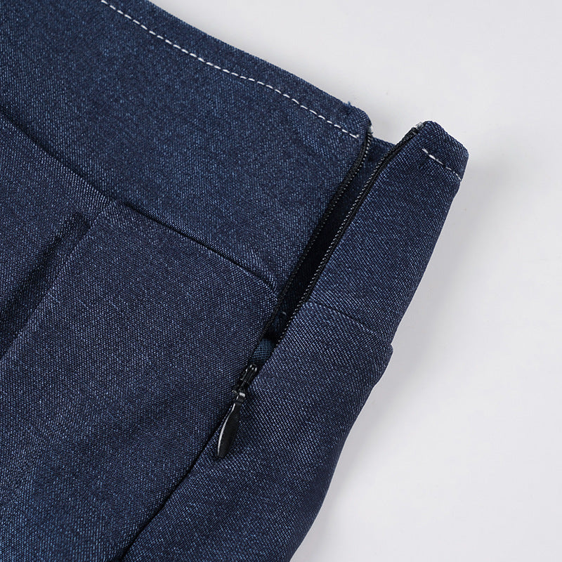 Pleated denim A line zip-up mini skirt  | Festival Outfits Women