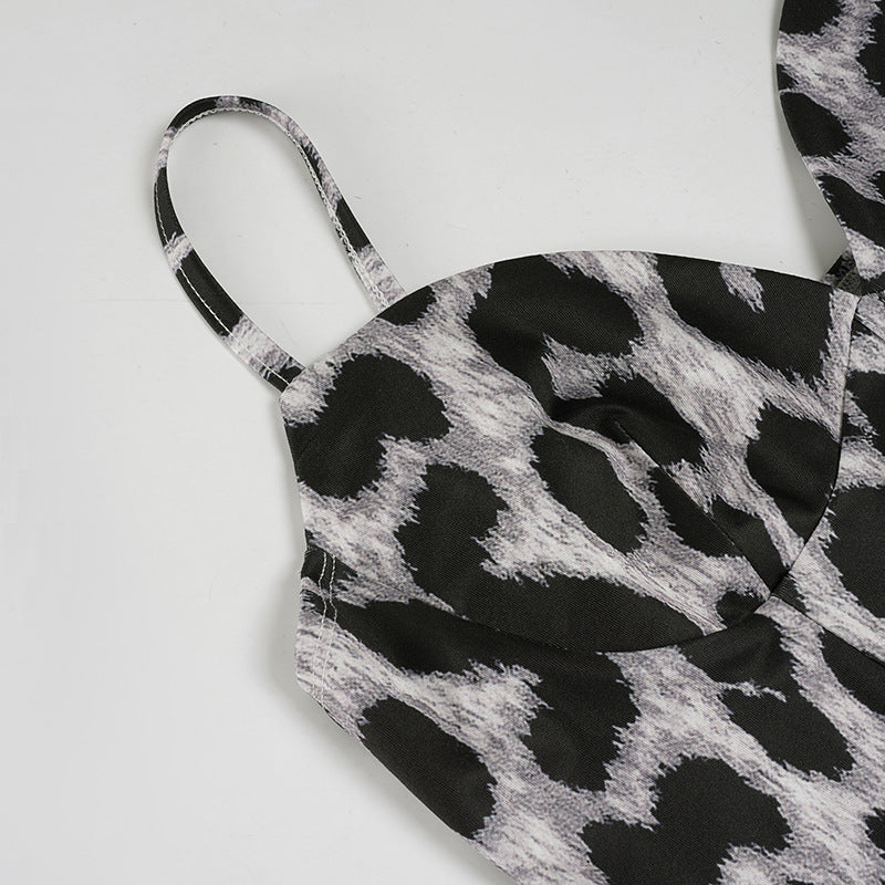 Leopard print v neck backless cami top  | Festival Outfits Women  | Cheetah Print Top-final-sale