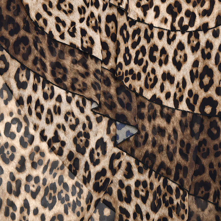 Leopard print irregular lace one shoulder mini dress  | Festival Outfits Women  | Leopard Print Mini Dress