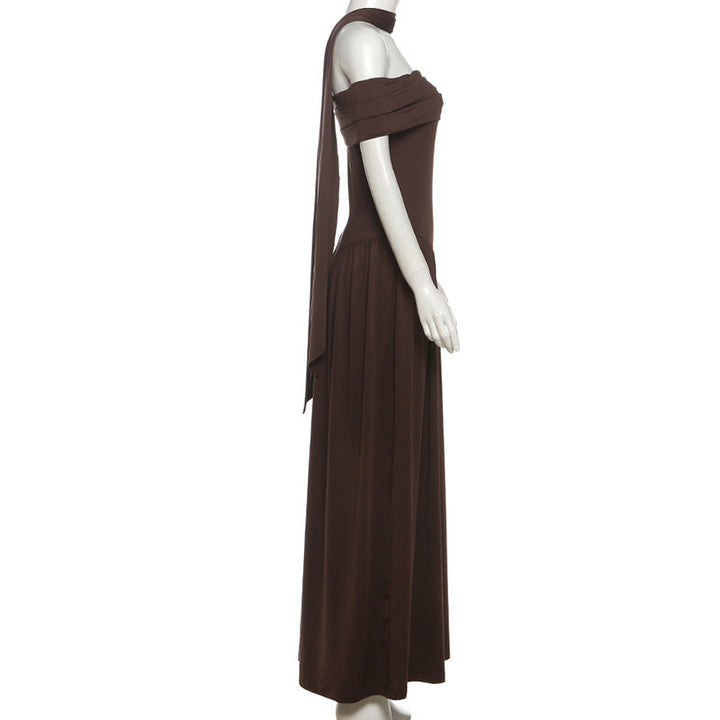 Off shoulder ruched high slit tube maxi dress  | Festival Outfits Women