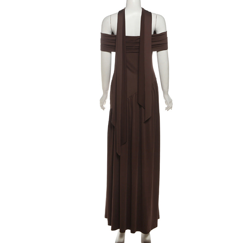 Off shoulder ruched high slit tube maxi dress  | Festival Outfits Women