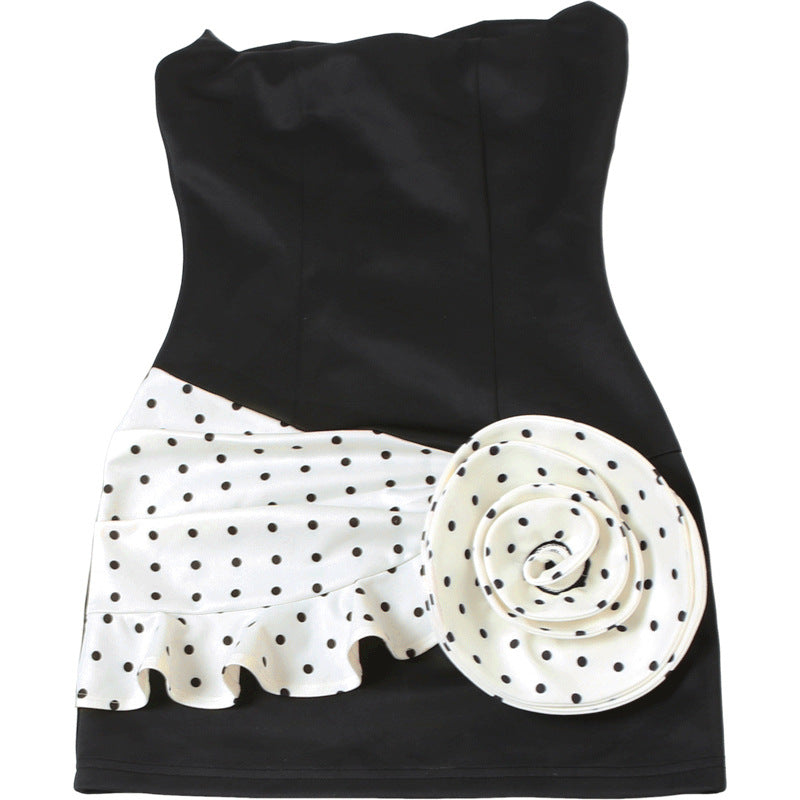 Flower applique backless polka dot mini dress  | Festival Outfits Women