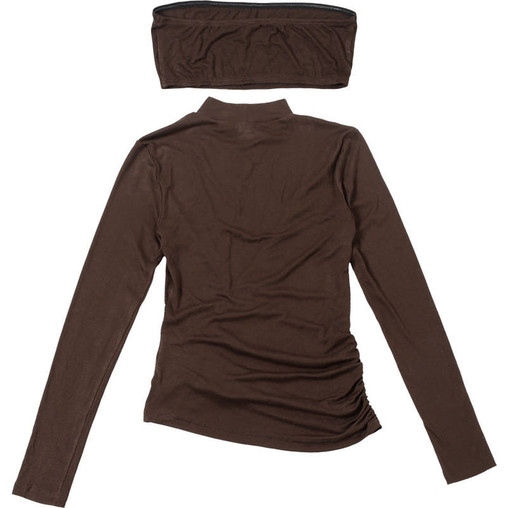 Long sleeve ruched 2 piece hollow out cut out top  | Festival Outfits Women