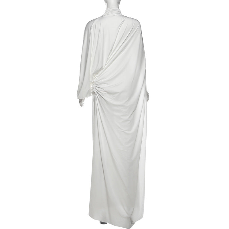 High neck ruched solid maxi skirt set  | Festival Outfits Women