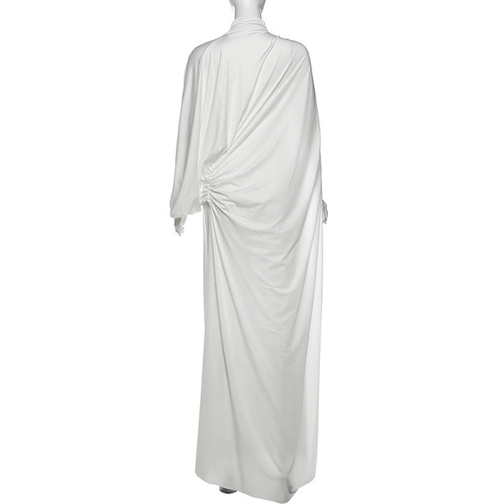 High neck ruched solid maxi skirt set  | Festival Outfits Women