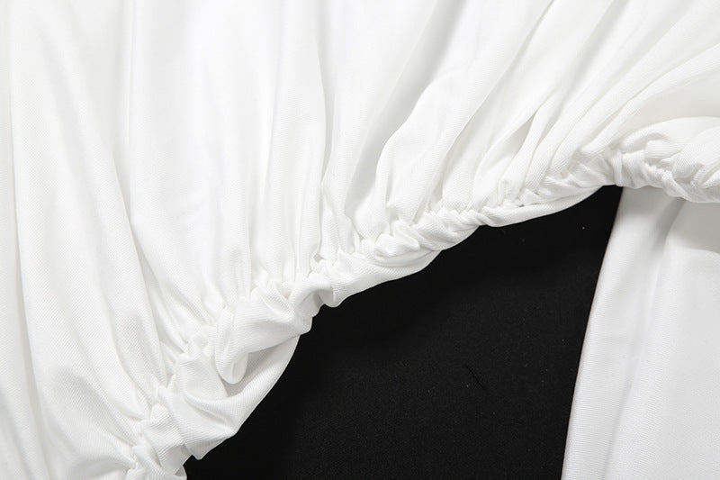 High neck ruched solid maxi skirt set  | Festival Outfits Women