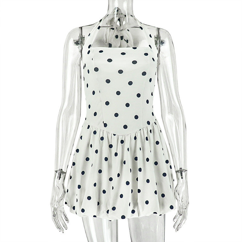 Halter polka dot backless mini dress  | Festival Outfits Women