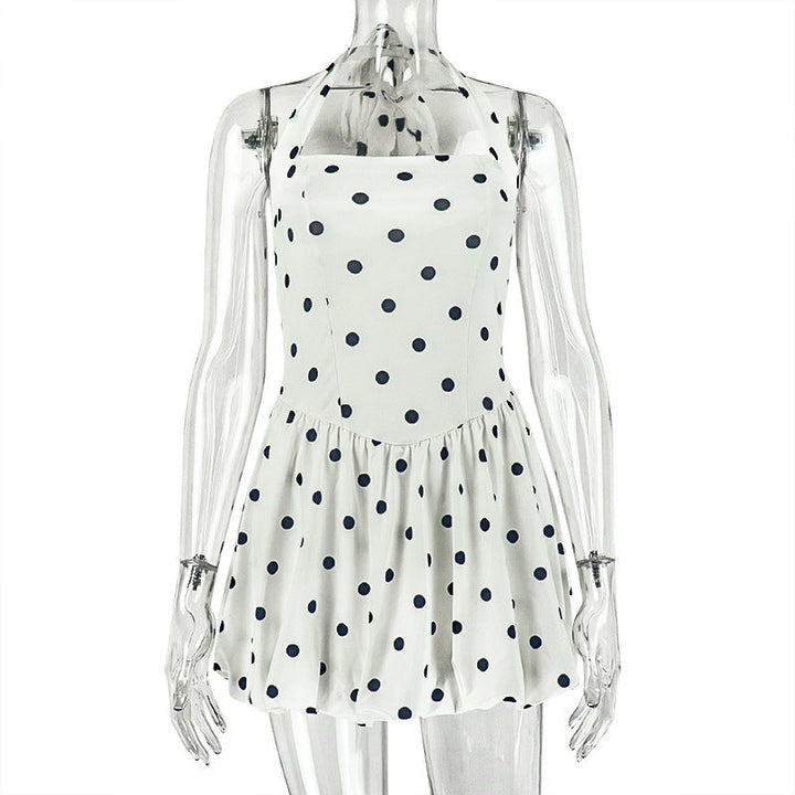 Halter polka dot backless mini dress  | Festival Outfits Women