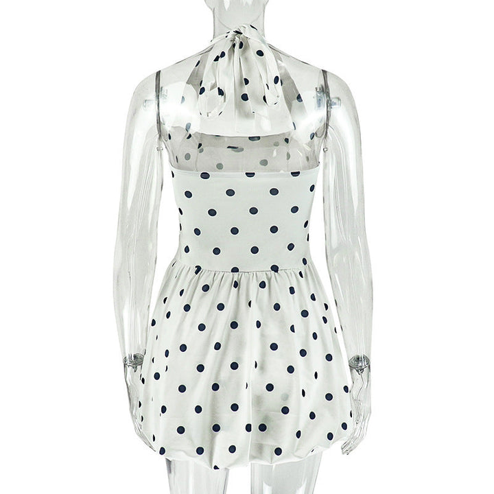 Halter polka dot backless mini dress  | Festival Outfits Women