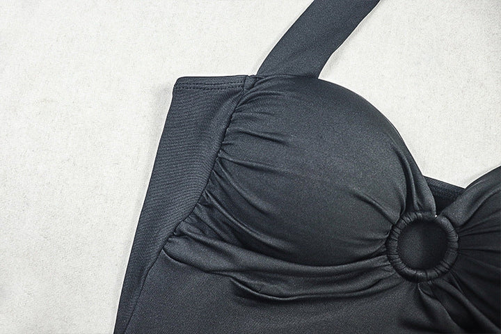 Halter ruched backless o ring maxi dress  | Festival Outfits Women