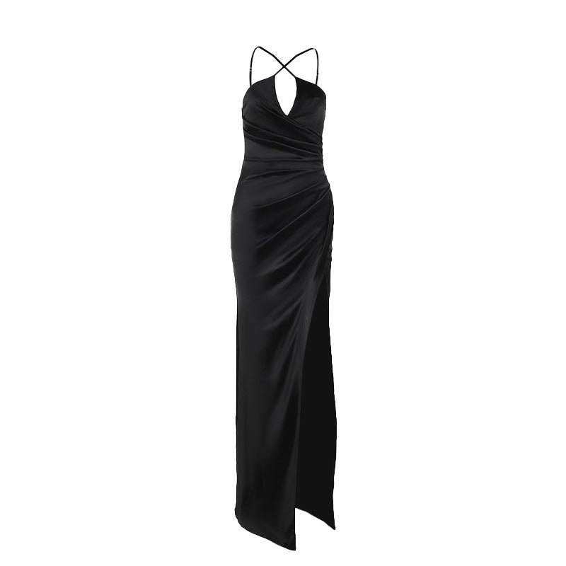 Cross front ruched high slit cami maxi dress  | Festival Outfits Women