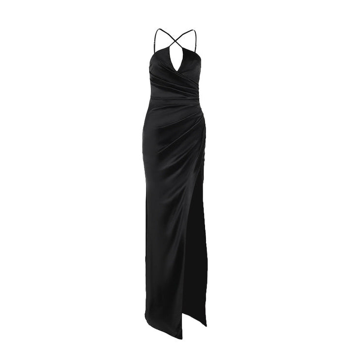 Cross front ruched high slit cami maxi dress  | Festival Outfits Women
