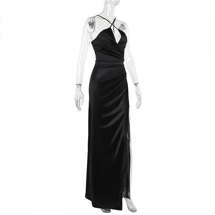 Cross front ruched high slit cami maxi dress  | Festival Outfits Women