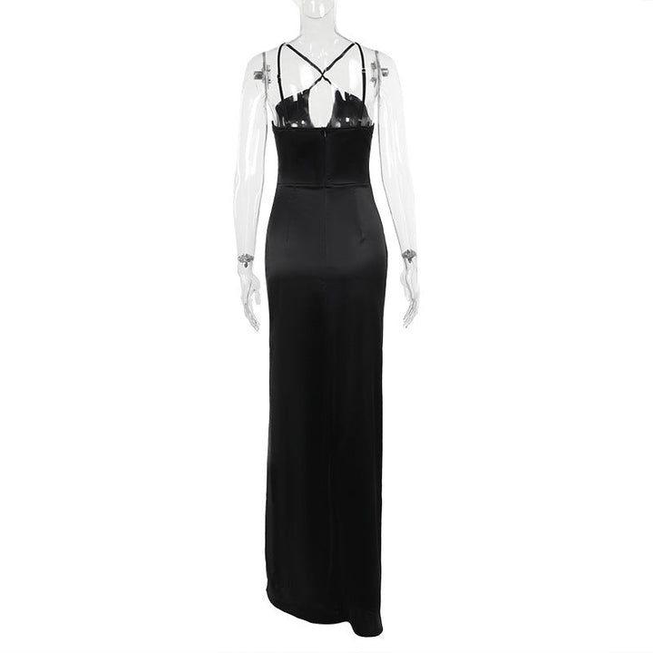 Cross front ruched high slit cami maxi dress  | Festival Outfits Women