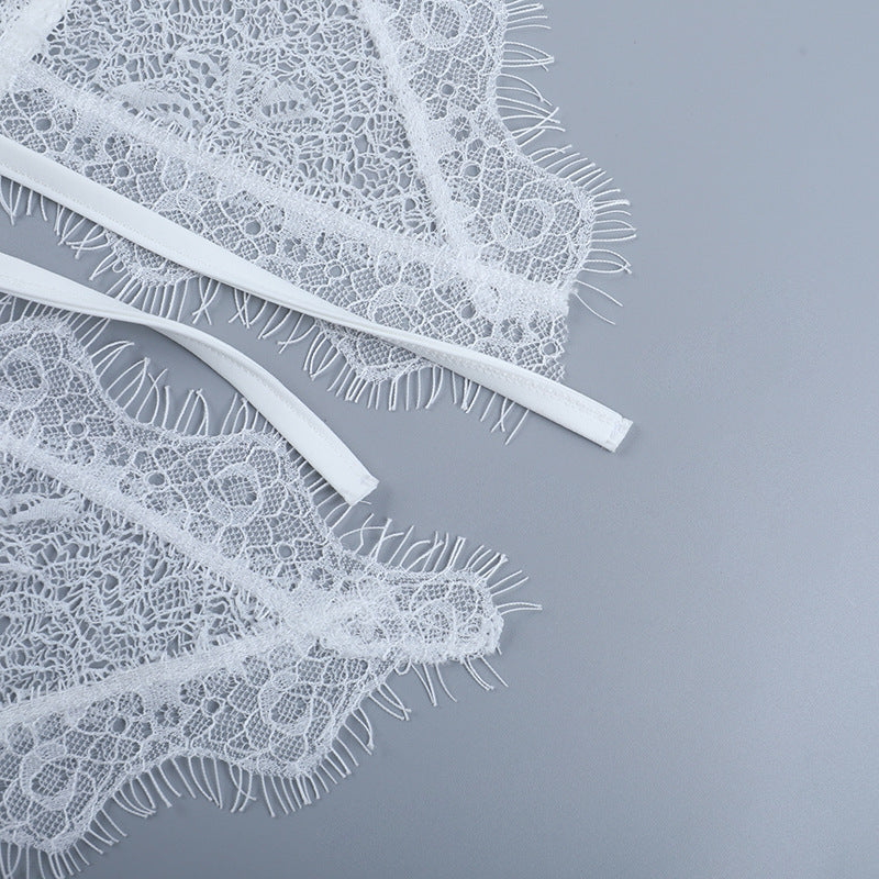 Long sleeve lace v neck self tie crop top  | Festival Outfits Women