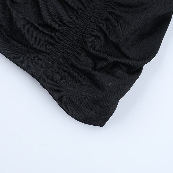 Halter self tie off shoulder button ruched top  | Festival Outfits Women