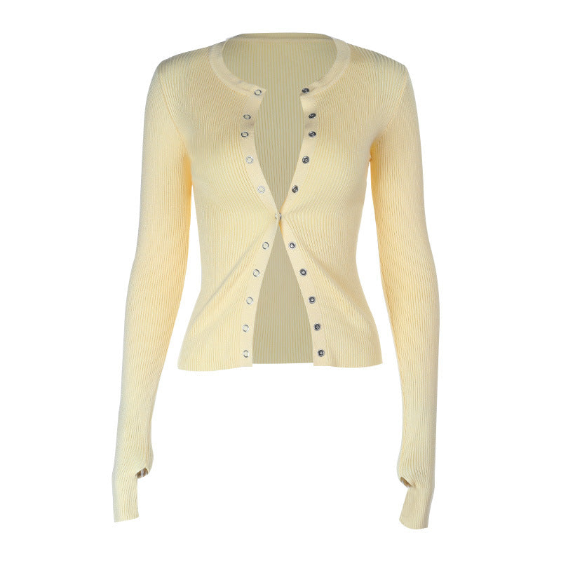 Gloves long sleeve button crewneck ribbed top  | Festival Outfits Women