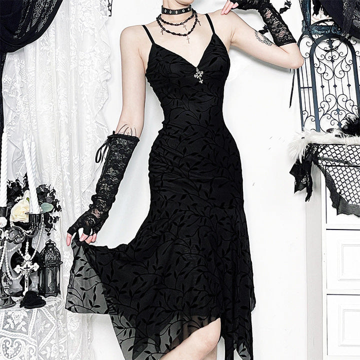 V neck print cross applique cami midi dress  | Festival Outfits Women