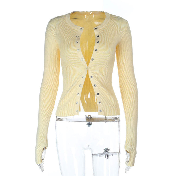 Gloves long sleeve button crewneck ribbed top  | Festival Outfits Women