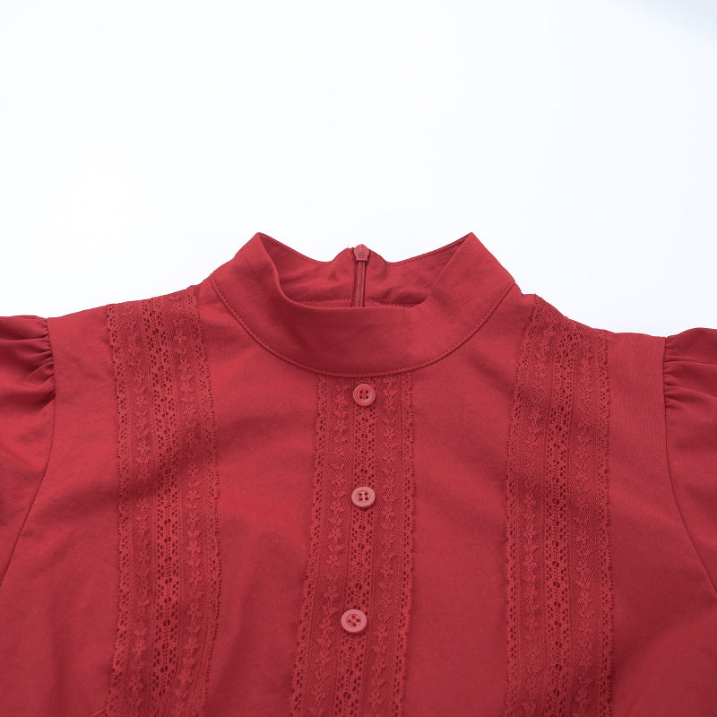 Short sleeve button zip-up high neck maxi dress  | Festival Outfits Women